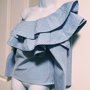 Blue/white striped top